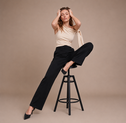One-Shoulder Tie Detail Slim Fit Top