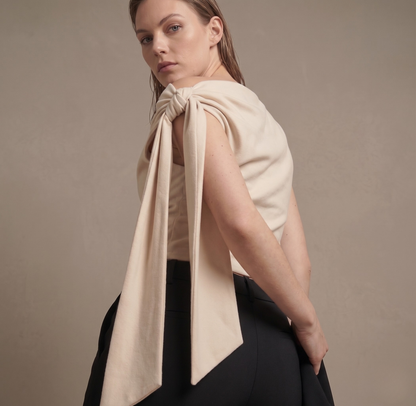 One-Shoulder Tie Detail Slim Fit Top