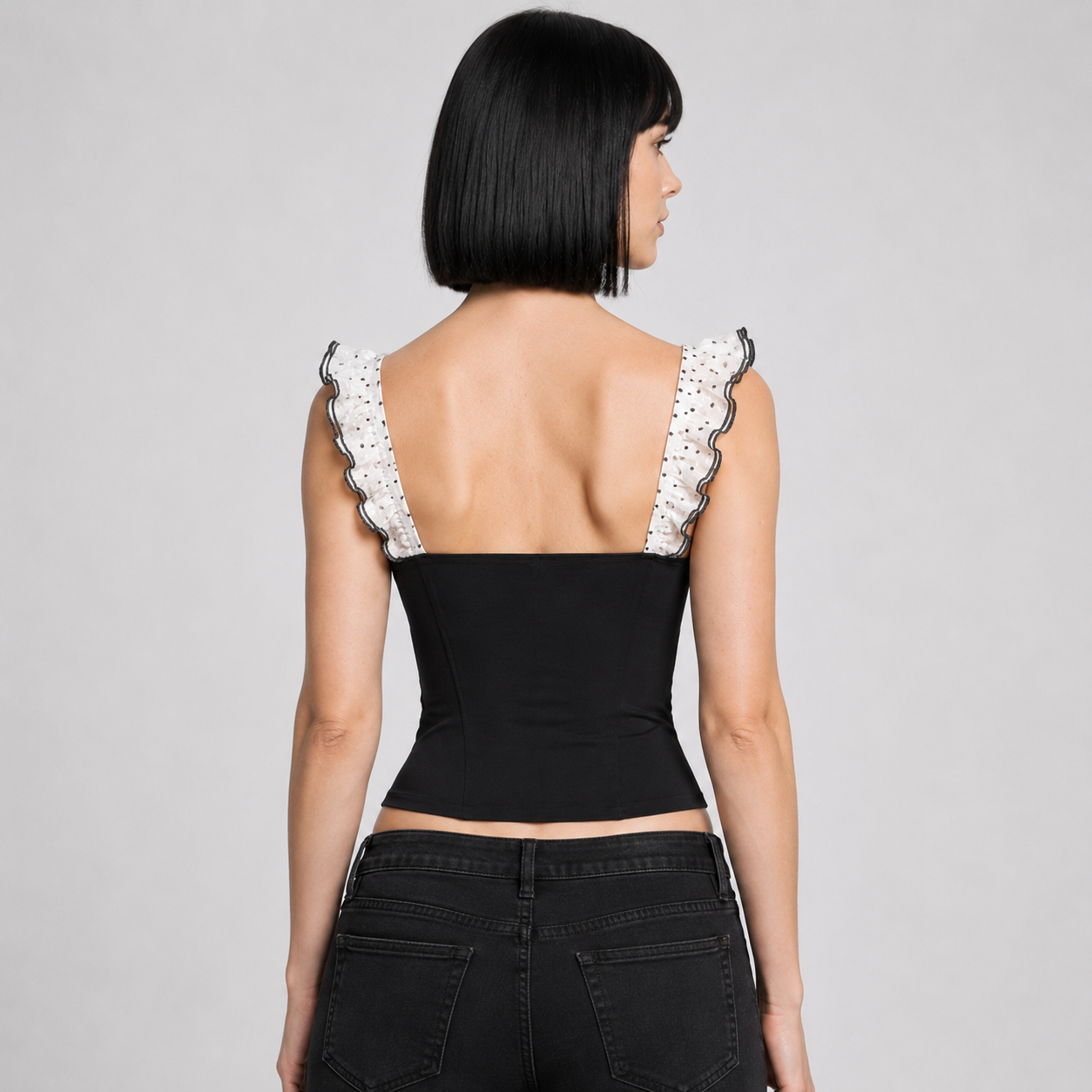 Polka Dot Corset-Style Crop Top