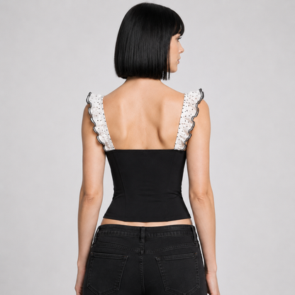 Polka Dot Corset-Style Crop Top
