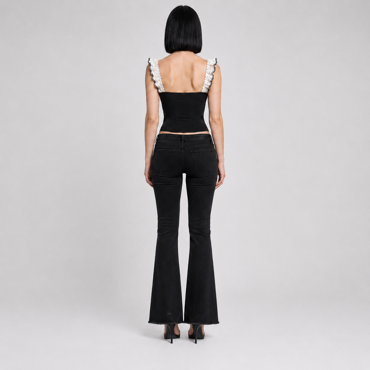 Polka Dot Corset-Style Crop Top