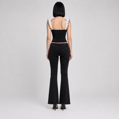 Polka Dot Corset-Style Crop Top
