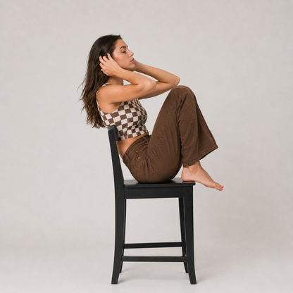 High Waist Straight Leg Brown Jean