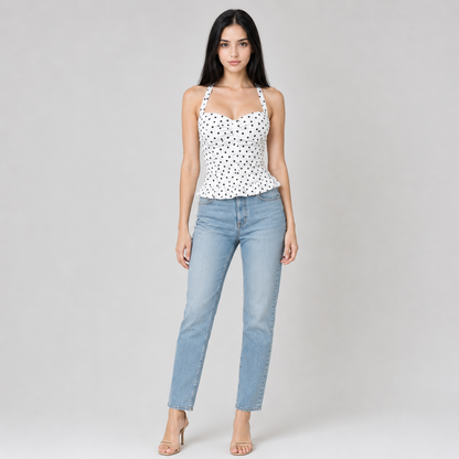 Polka Dot Halter Peplum Top
