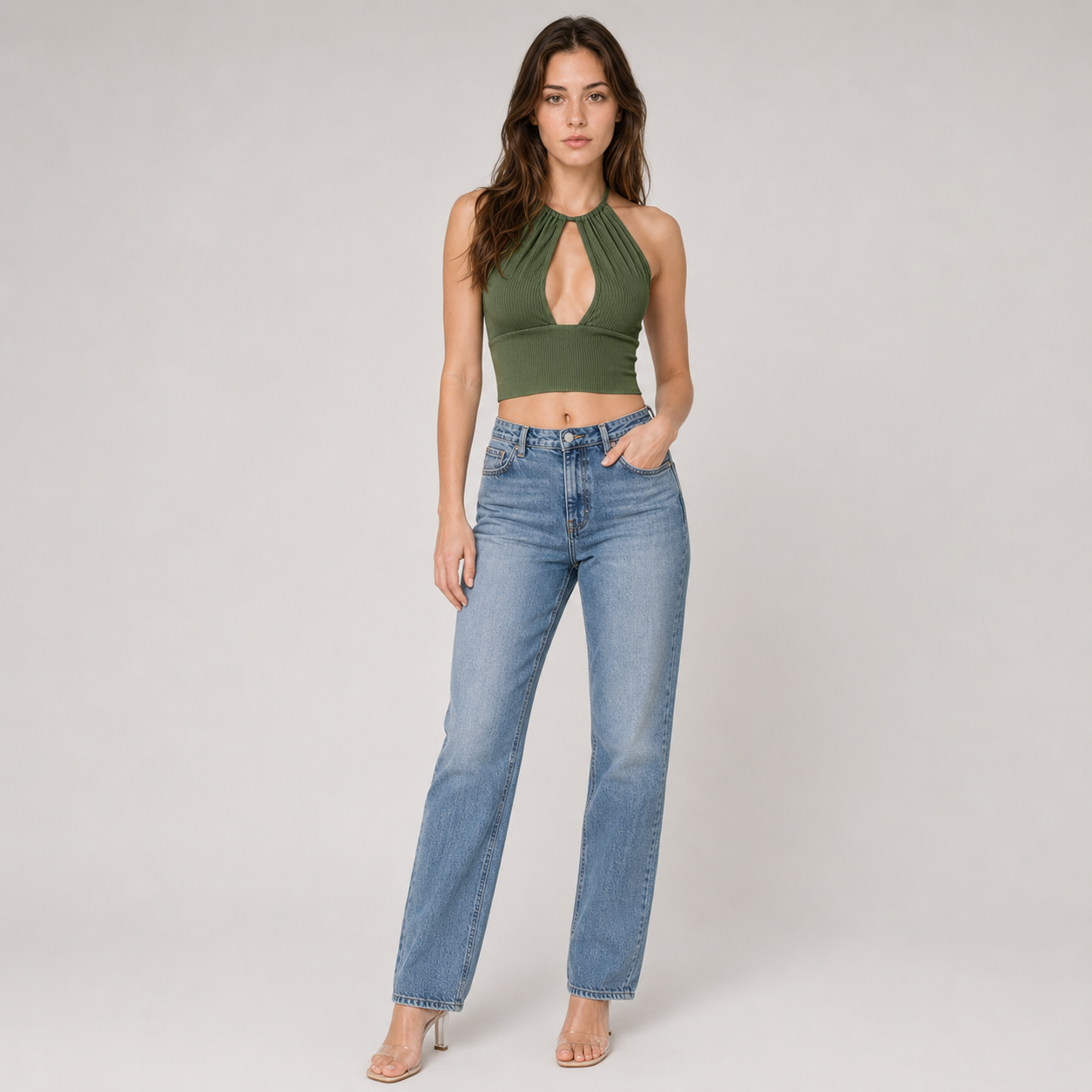 Halter Neck Cut-Out Crop Top