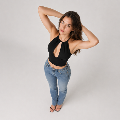Halter Neck Cut-Out Crop Top