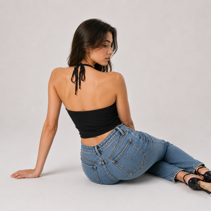 Halter Neck Cut-Out Crop Top