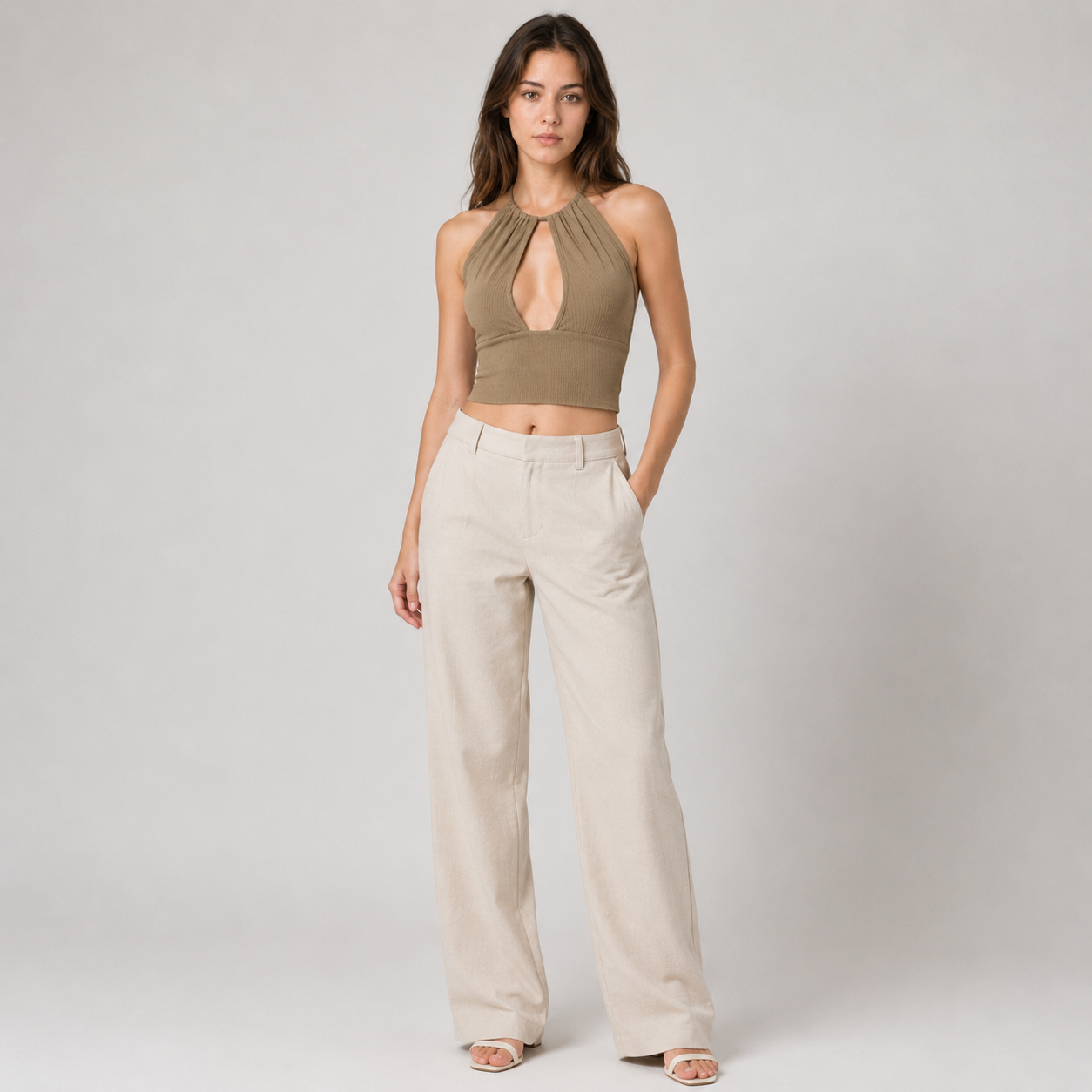 Halter Neck Cut-Out Crop Top