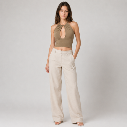 Halter Neck Cut-Out Crop Top