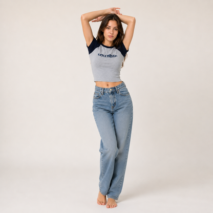 Contrast Raglan Crop Top