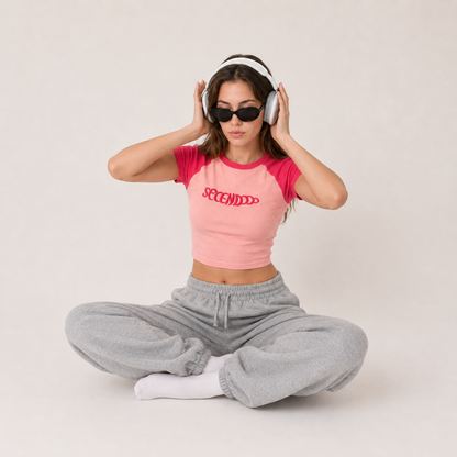 Contrast Raglan Crop Top