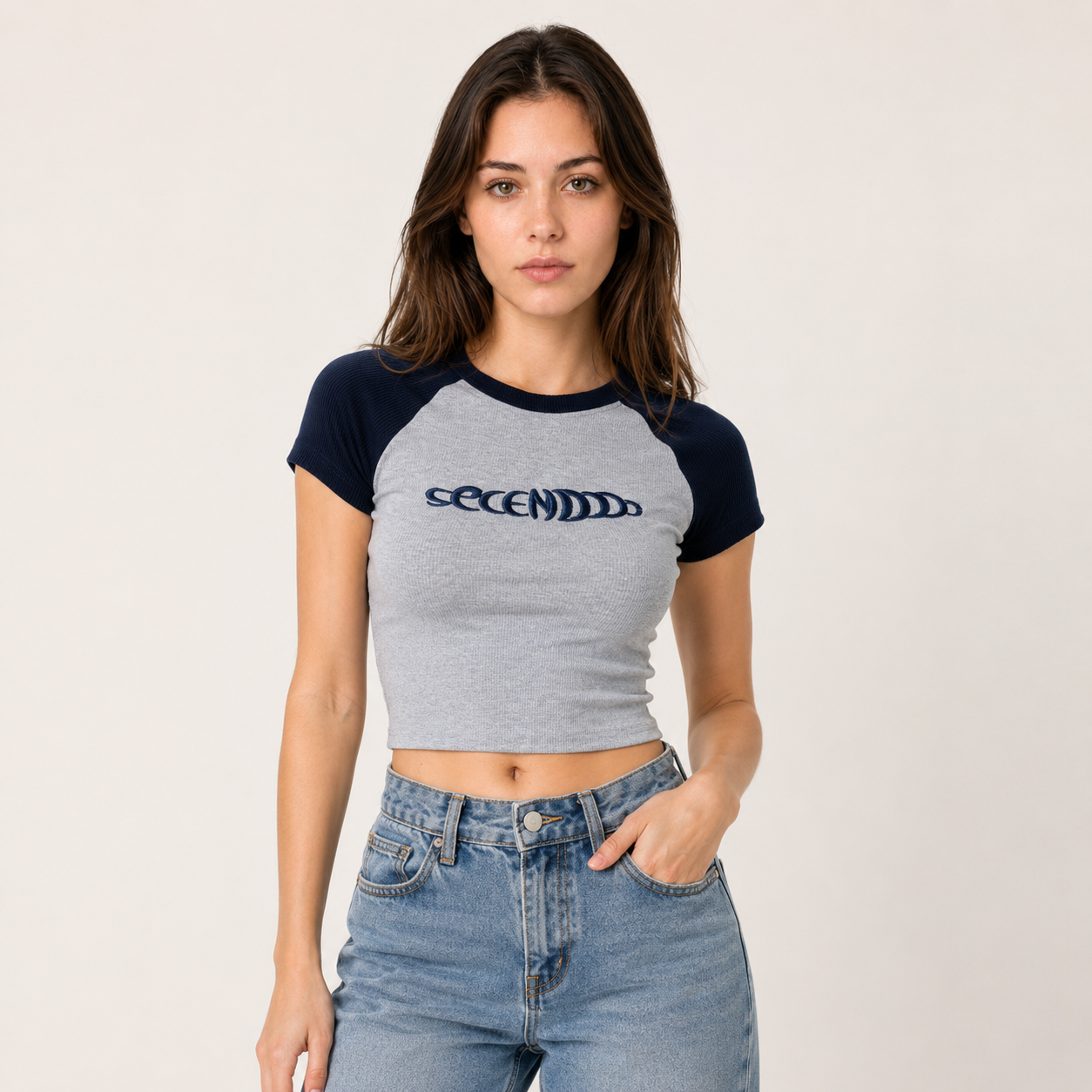 Contrast Raglan Crop Top