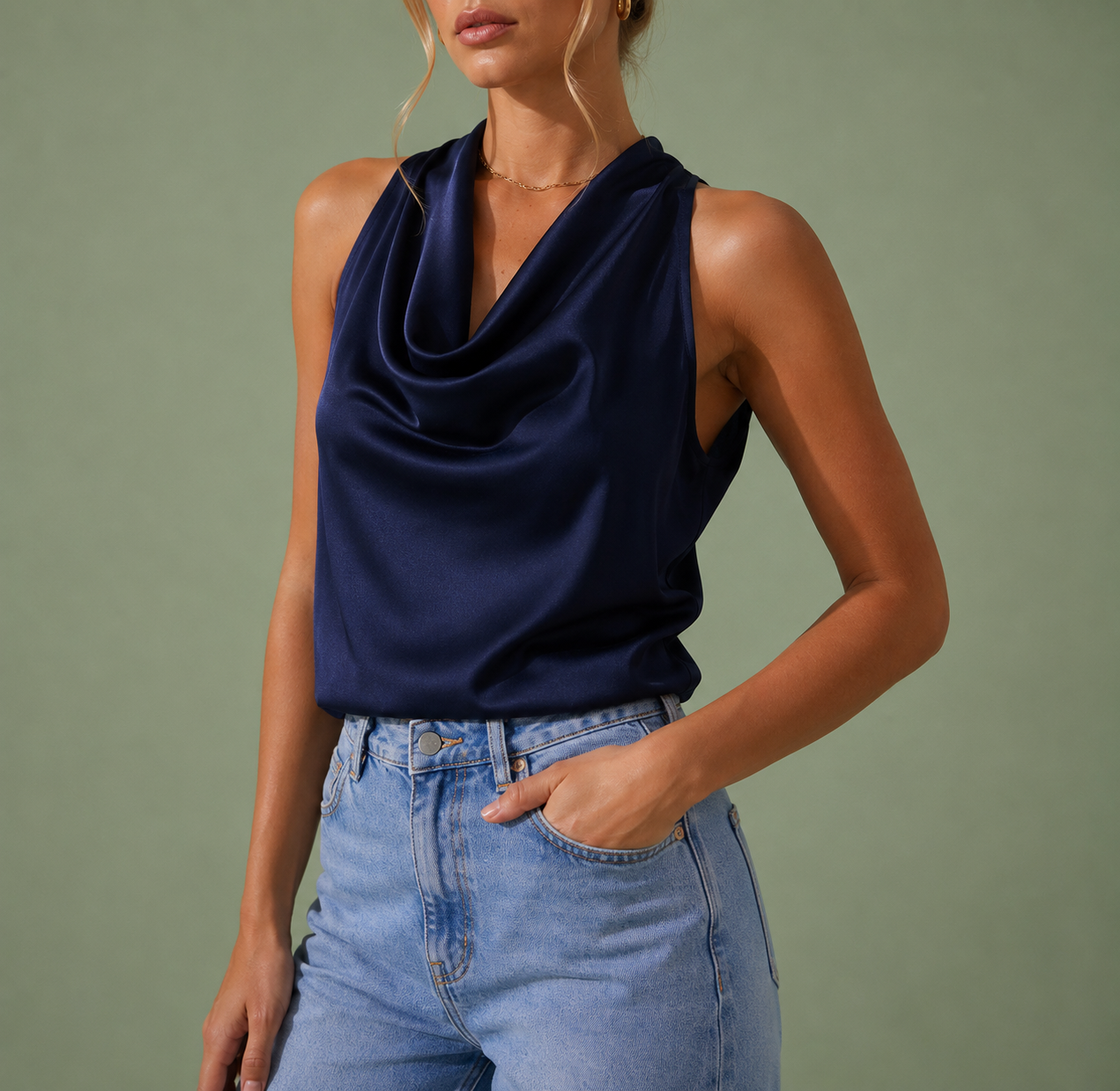 Sleeveless Halter Neck Backless Top
