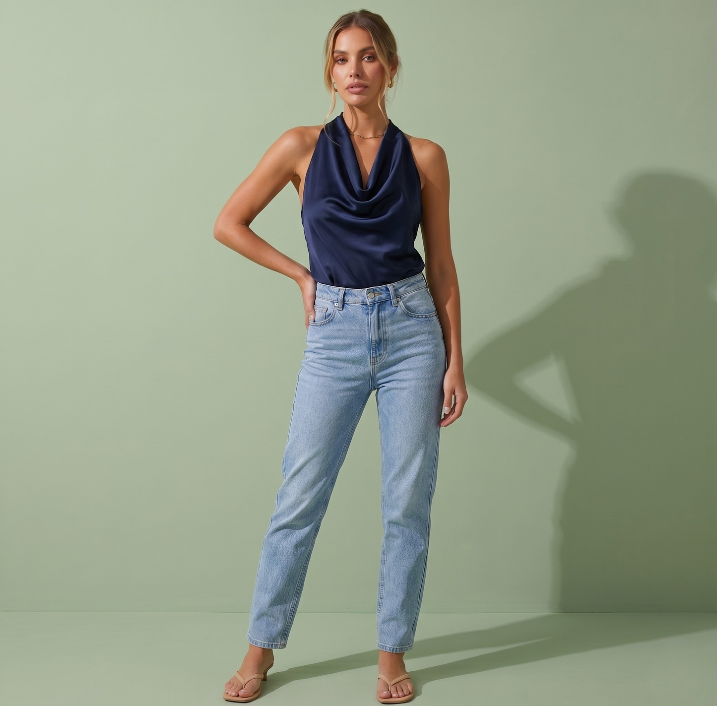 Sleeveless Halter Neck Backless Top