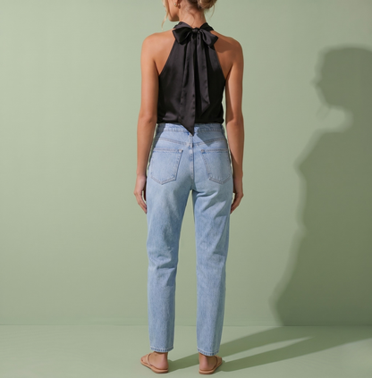 Sleeveless Halter Neck Backless Top