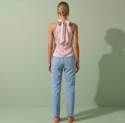 Sleeveless Halter Neck Backless Top