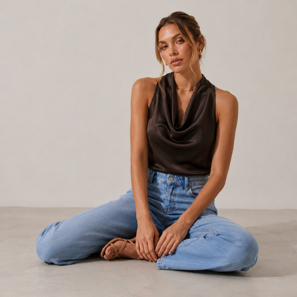 Sleeveless Halter Neck Backless Top