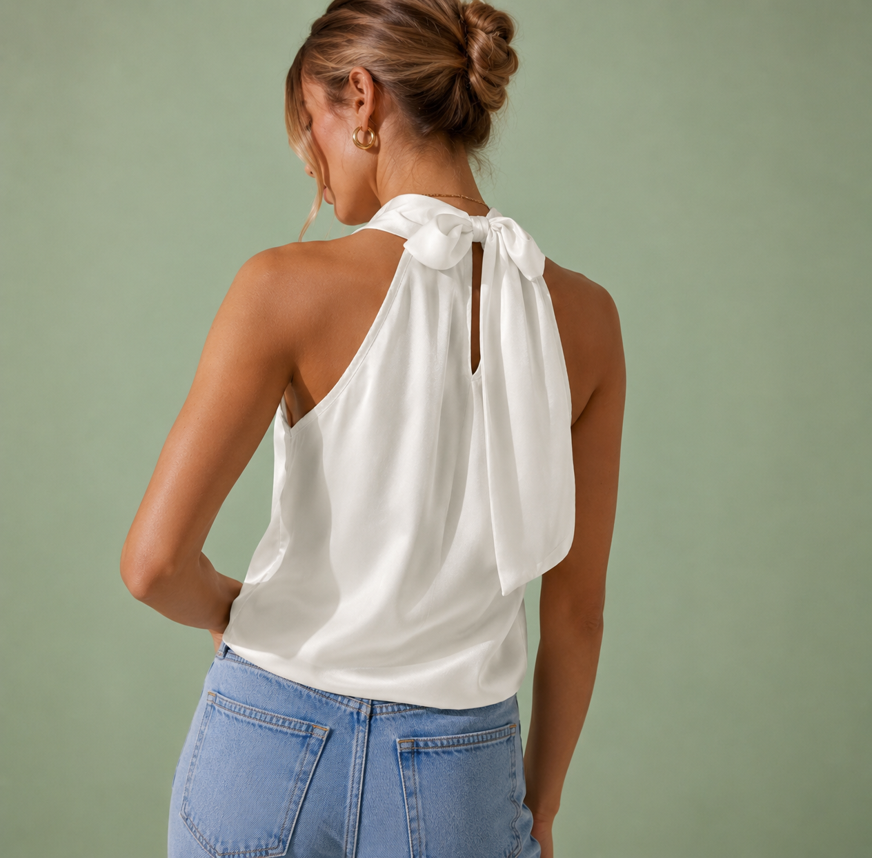 Sleeveless Halter Neck Backless Top