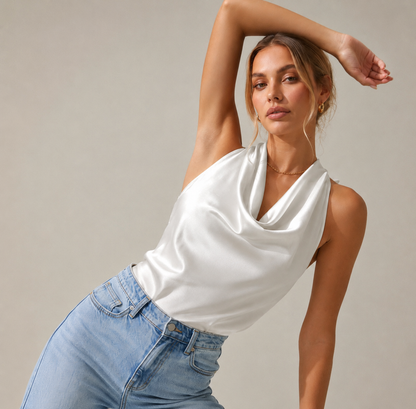 Sleeveless Halter Neck Backless Top