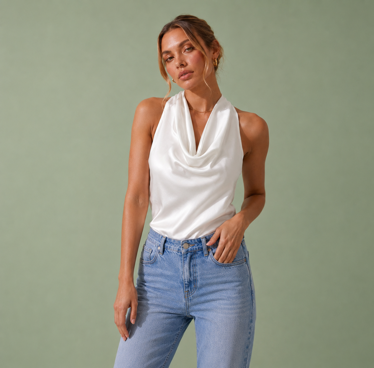 Sleeveless Halter Neck Backless Top