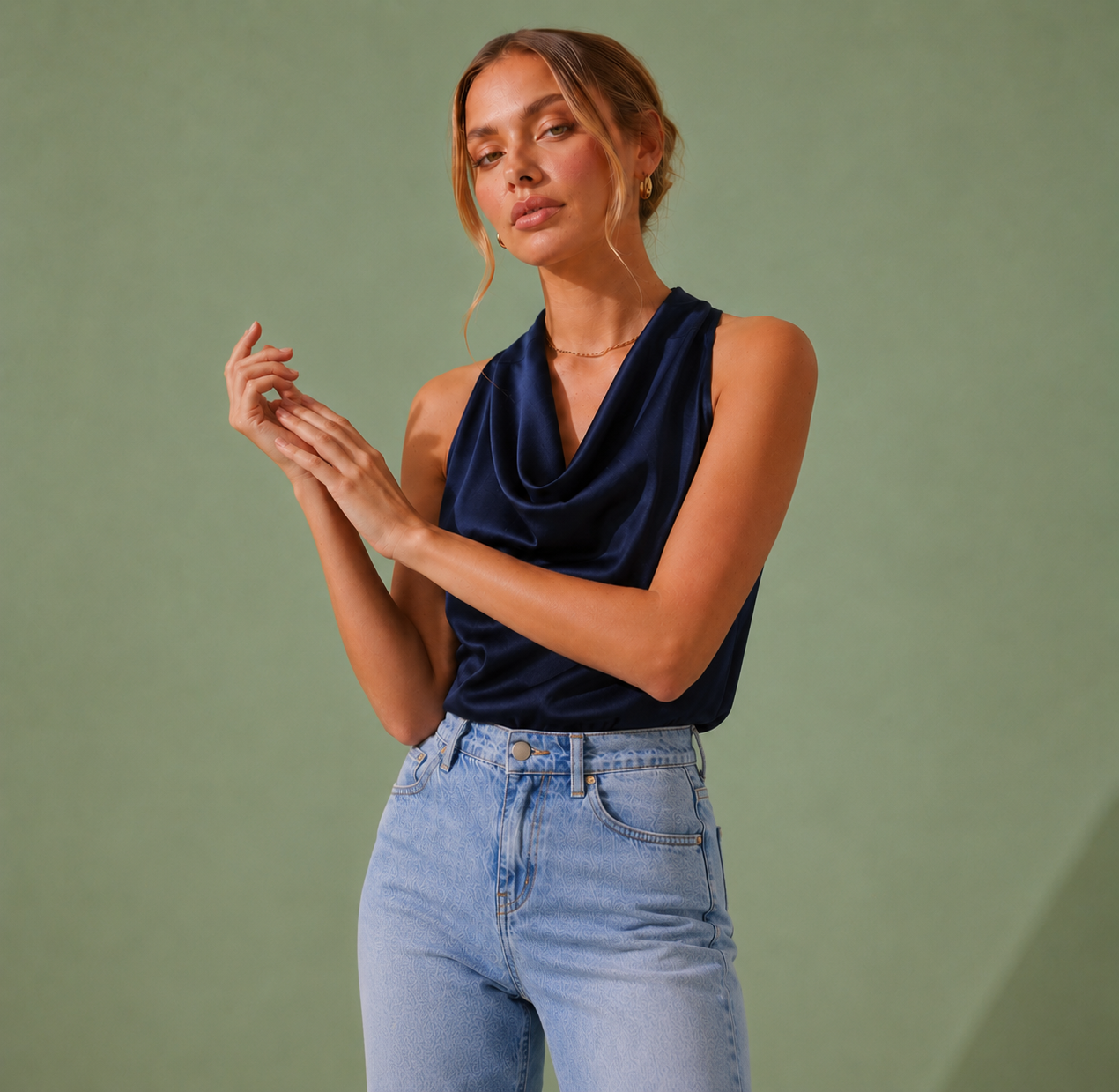 Sleeveless Halter Neck Backless Top