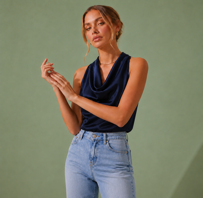 Sleeveless Halter Neck Backless Top