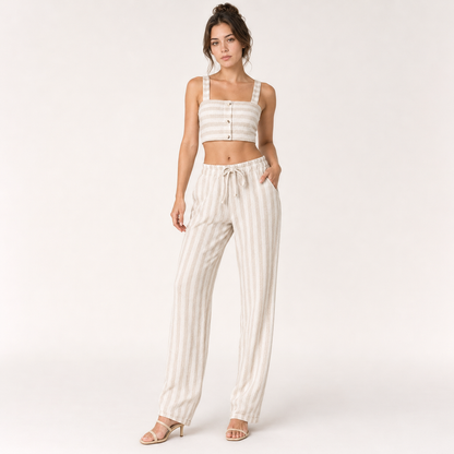 Set - Striped Cami Top & Drawstring Pants