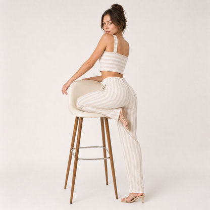 Set - Striped Cami Top & Drawstring Pants