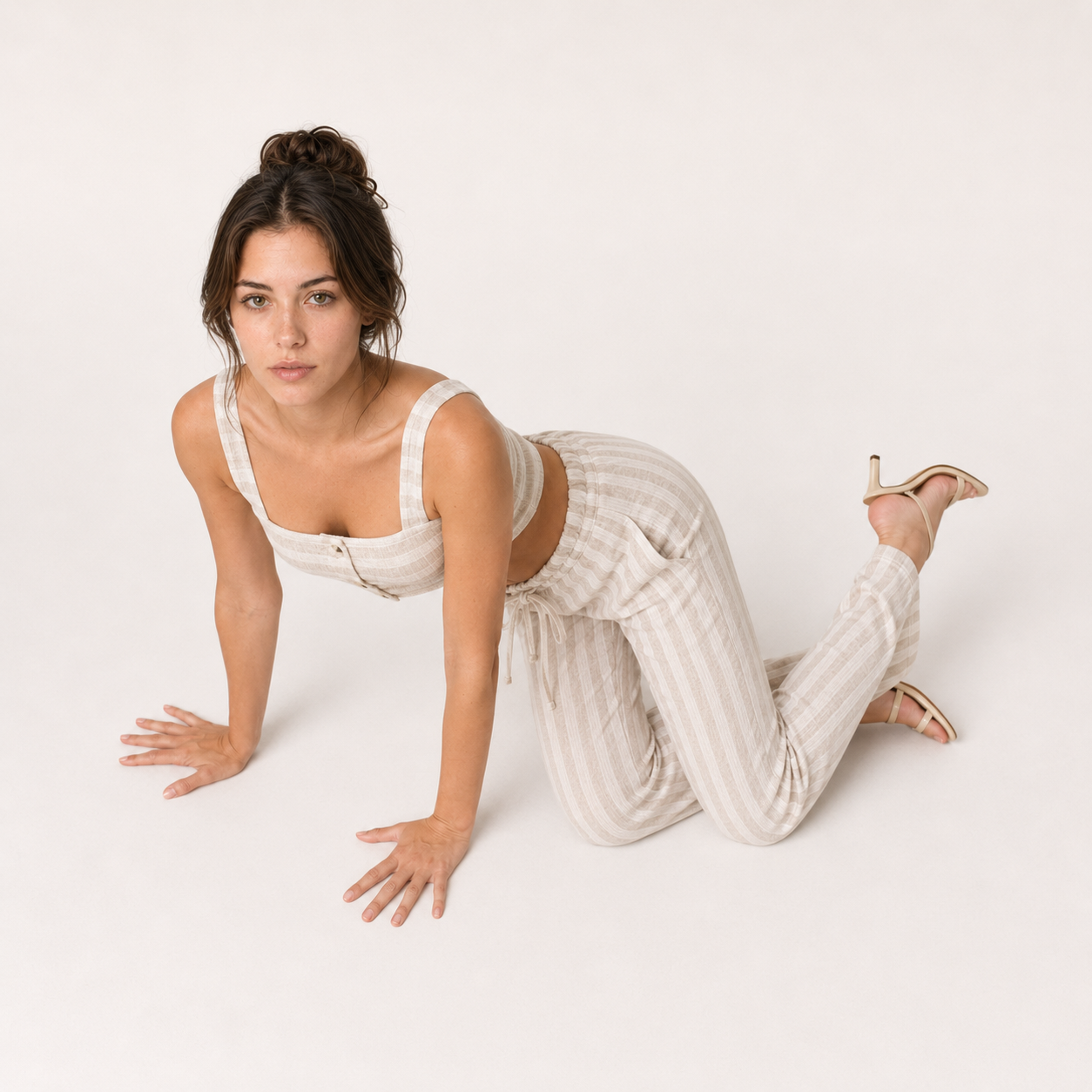 Set - Striped Cami Top & Drawstring Pants