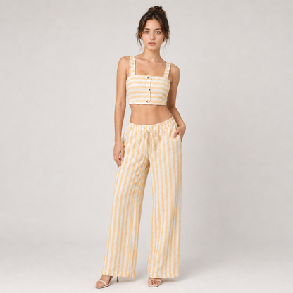 Set - Striped Cami Top & Drawstring Pants