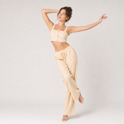 Set - Striped Cami Top & Drawstring Pants