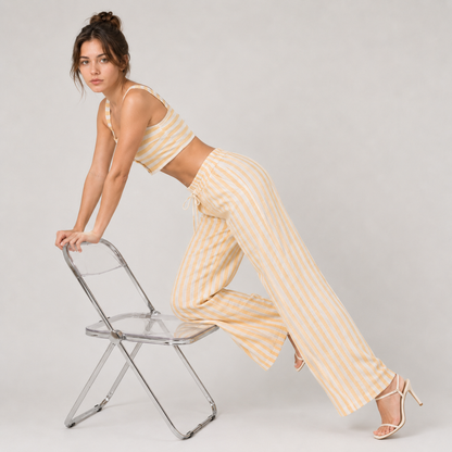 Set - Striped Cami Top & Drawstring Pants
