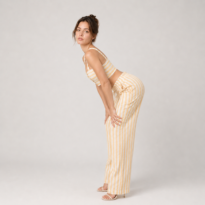 Set - Striped Cami Top & Drawstring Pants
