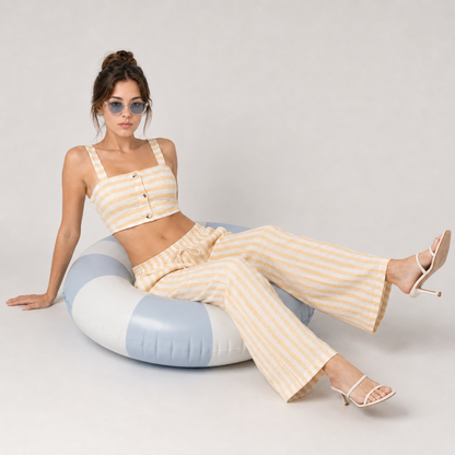 Set - Striped Cami Top & Drawstring Pants