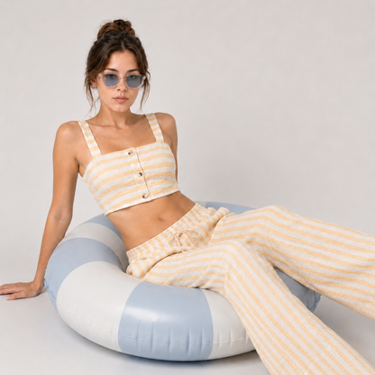 Set - Striped Cami Top & Drawstring Pants