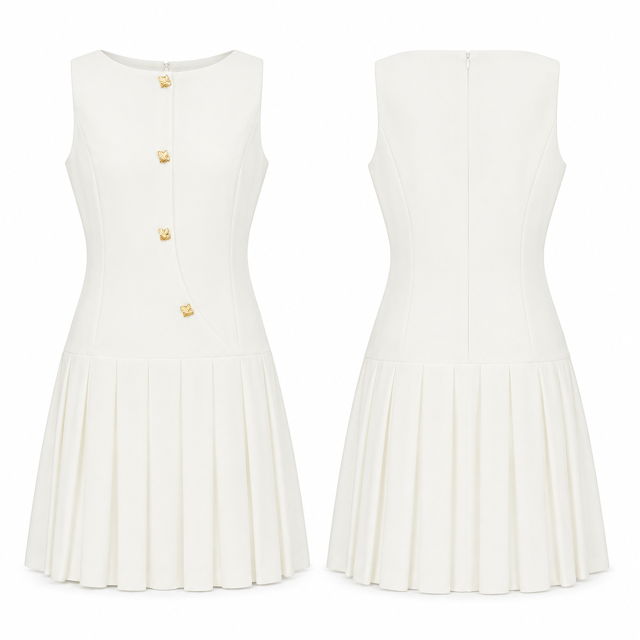 Sleeveless Pleated Dress