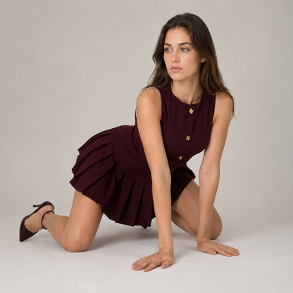 Sleeveless Pleated Dress