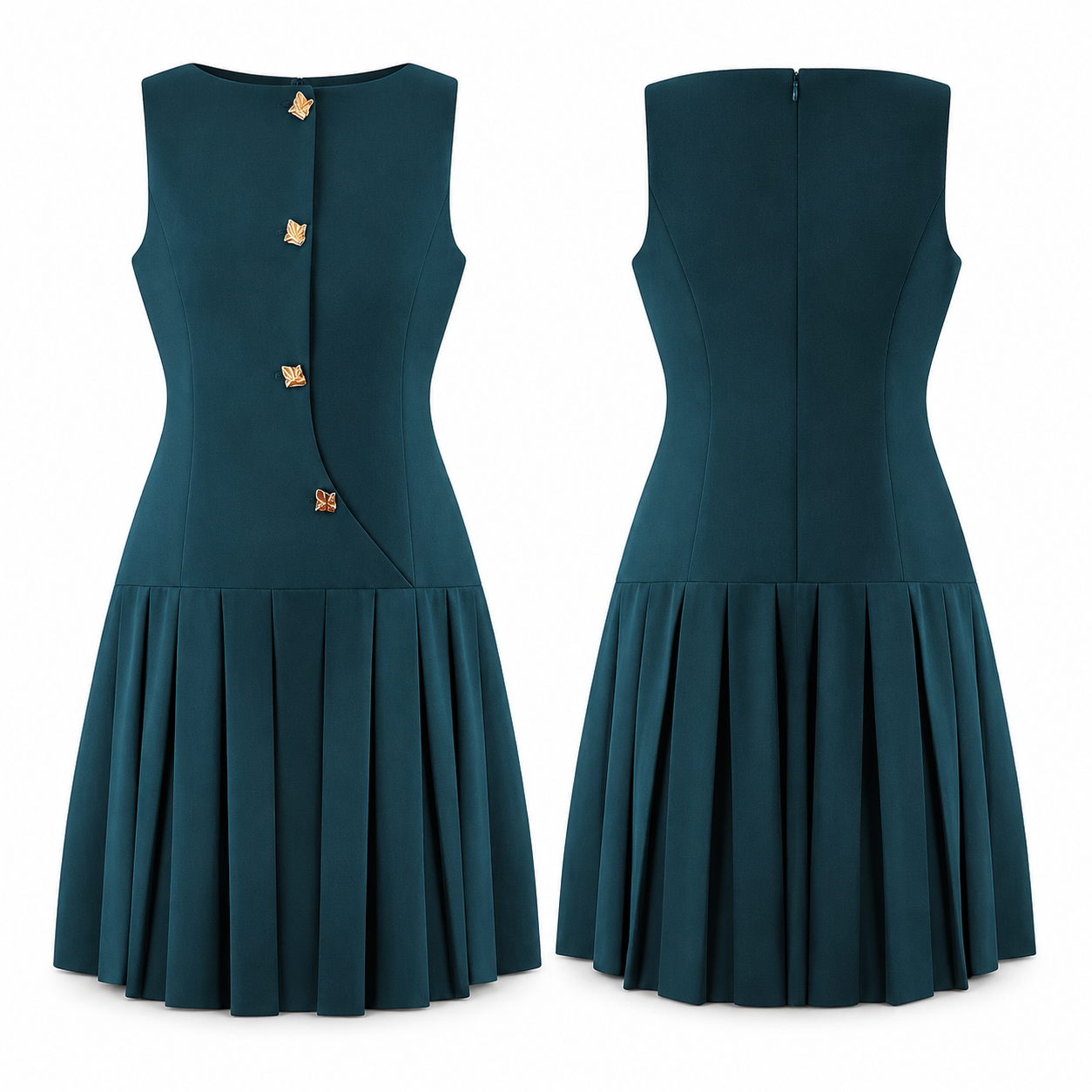 Sleeveless Pleated Dress