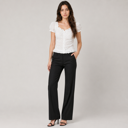 Cotton Lace-Trimmed Short Sleeve Top