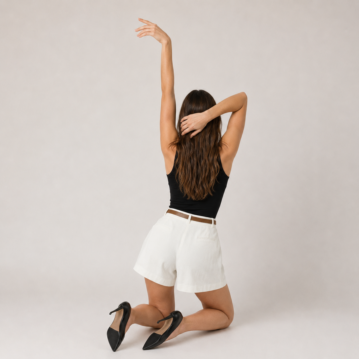 High-Waisted Wide Leg Pleated Shorts