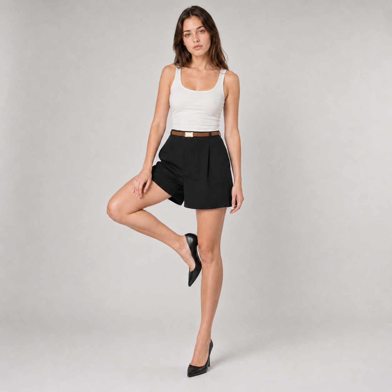 High-Waisted Wide Leg Pleated Shorts