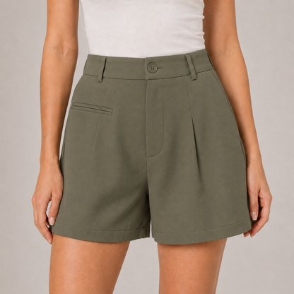 High-Waisted Wide Leg Pleated Shorts