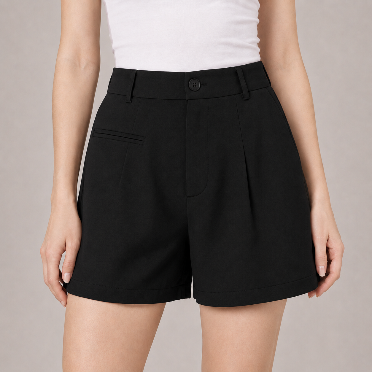 High-Waisted Wide Leg Pleated Shorts