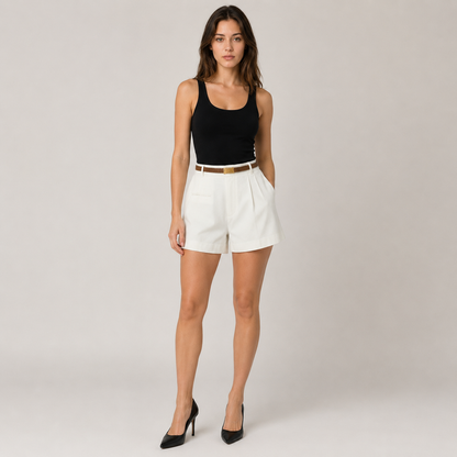 High-Waisted Wide Leg Pleated Shorts