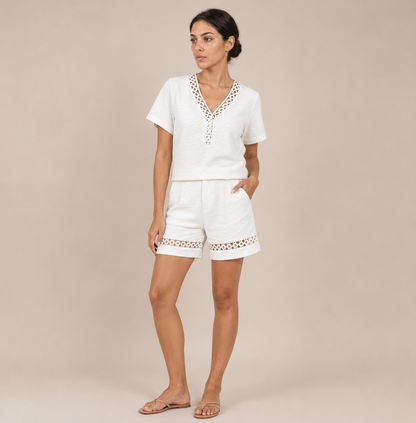 Linen Top & Shorts Two-Piece Set