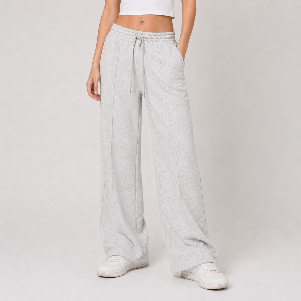 Wide-Leg Drawstring Sweatpants