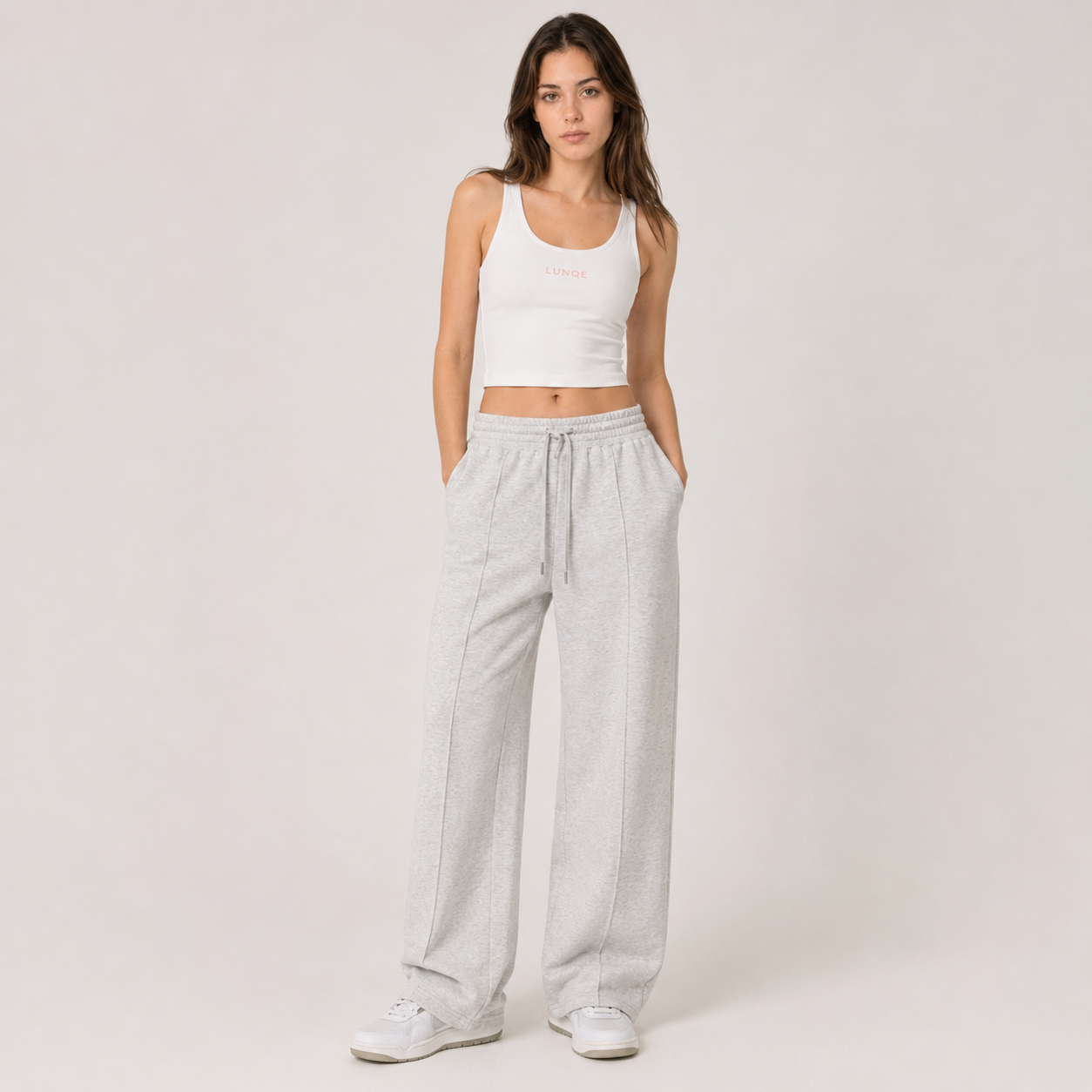 Wide-Leg Drawstring Sweatpants