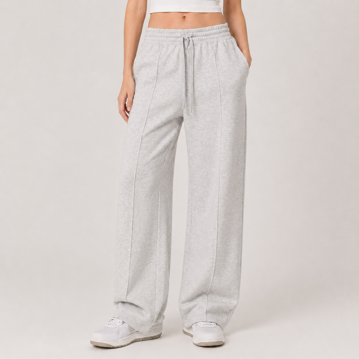 Wide-Leg Drawstring Sweatpants
