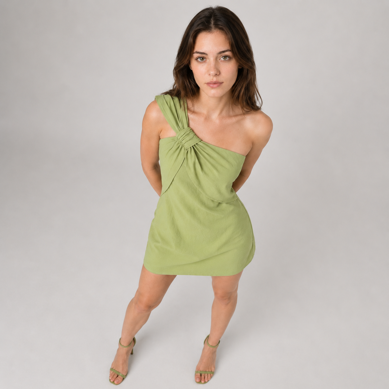 Knot Detail Backless Cotton Mini Dress