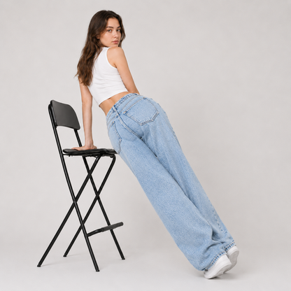 Light Wash Baggy Wide Leg Jeans